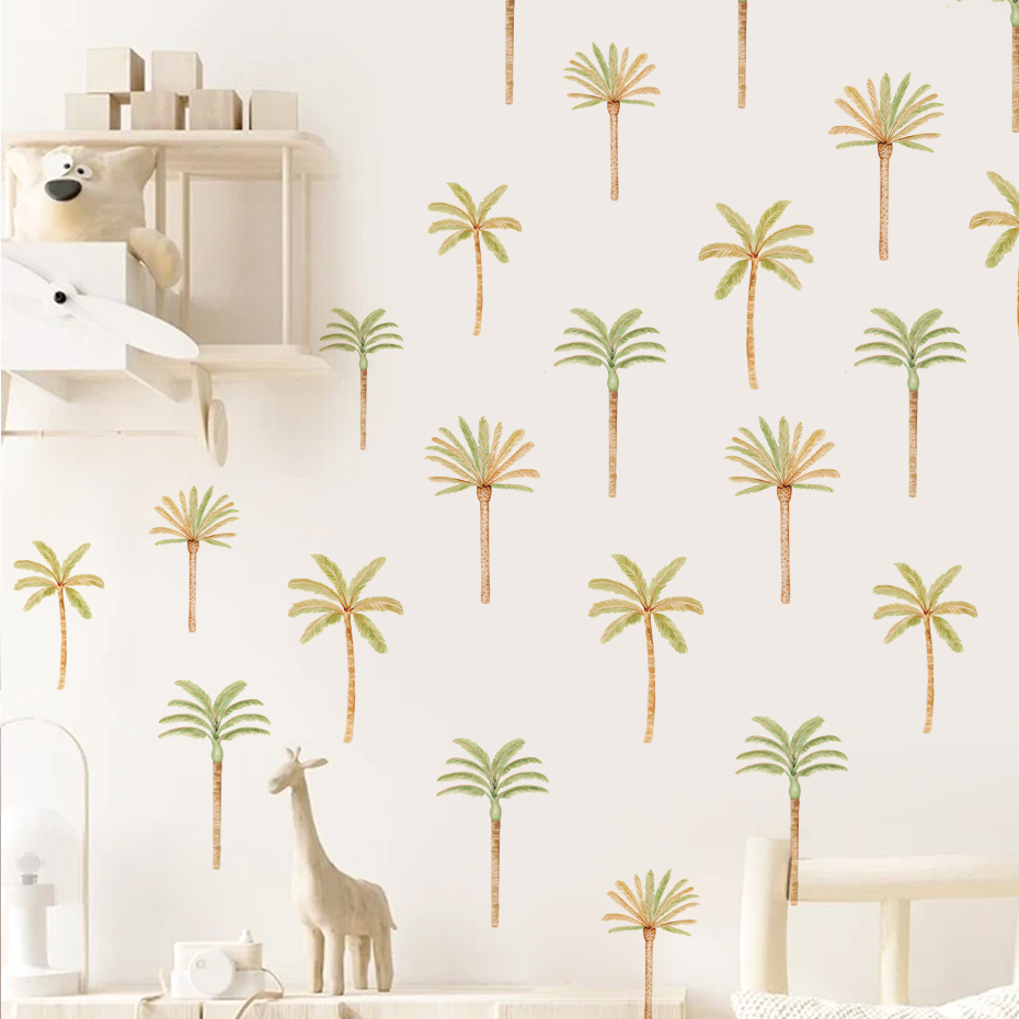 Baby Nursery Decor Girl - ヤシの木の自由奔放に生きるスタイルのウォールステッカー,ビニール,子供の寝室の装飾,女の赤ちゃんと男の子の部屋のアートステッカー
