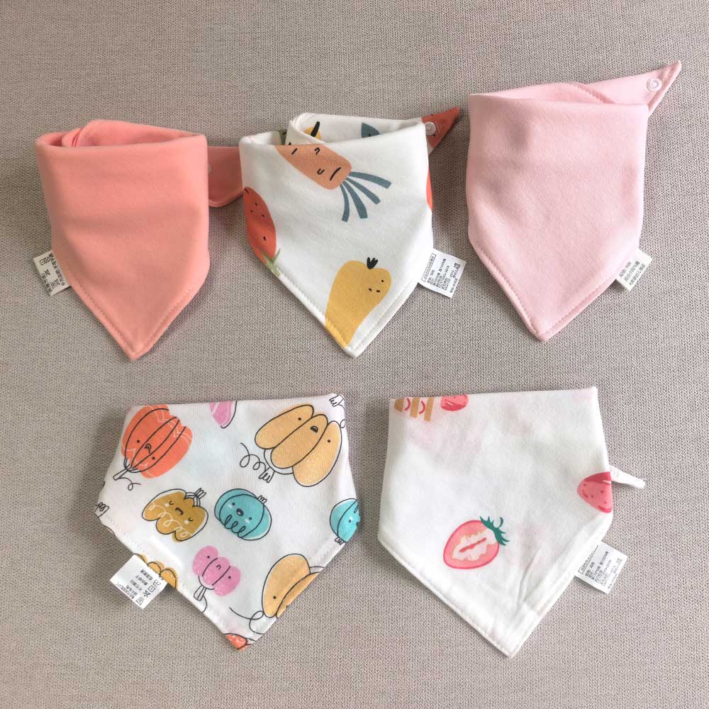 Baby Nursery Boy - ベビービブ 100％コットン製、よだれかけ、授乳用ビブ 5枚セット、三角形、柔らかい、新生児用、男女兼用