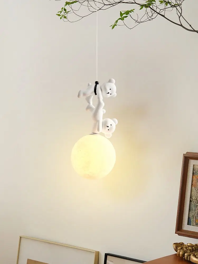 Baby Nursery Light Fixture - クマランプ漫画保育園ベッドサイドペンダント樹脂子供の寝室吊り下げライト赤ちゃん女の子男の子器具家の装飾インテリアアート