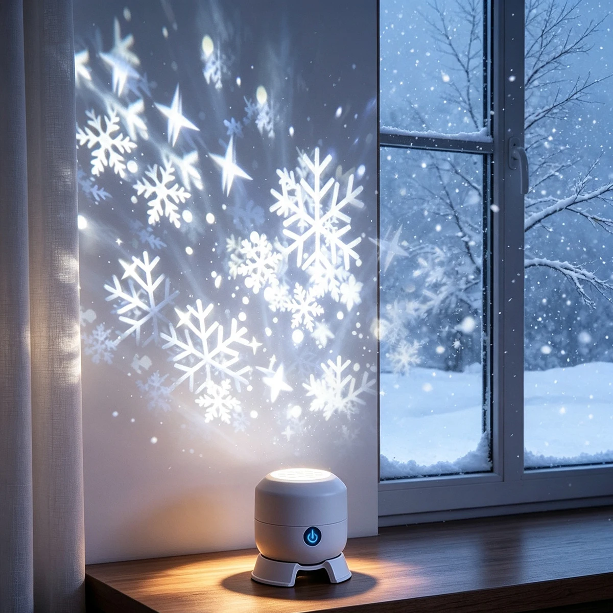LED回転式スノーフレーク・スタープロジェクターランプ。クリ - Baby Nursery Wall Lights のレビューと価格