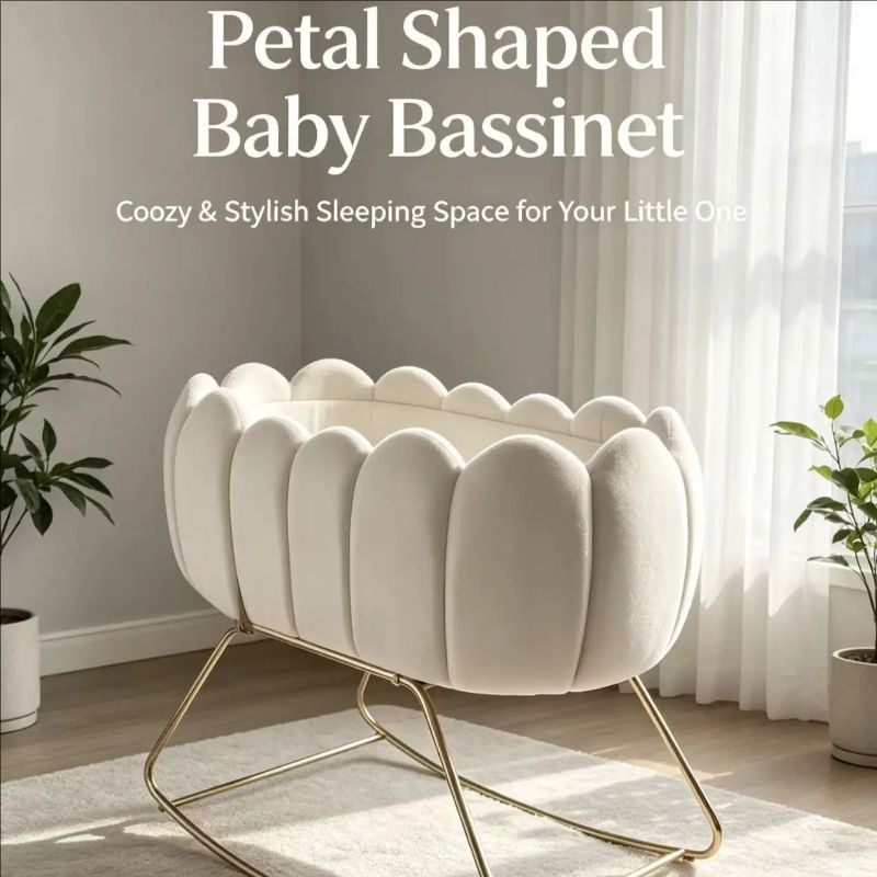 新生児用クレードル、手動揺りかごベビーベッド、ベルベット製鉄 - Baby Nursery Frames のレビューと価格