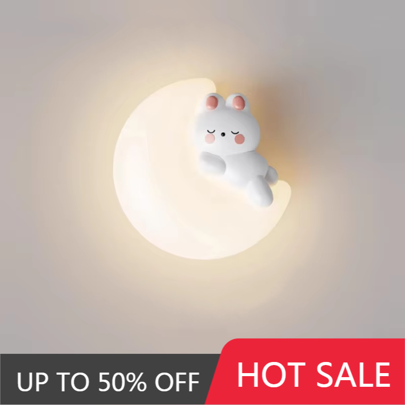 かわいい子供部屋用、ベッドサイドの壁掛けランプ。クマ、ウサギ - Baby Nursery Boy のレビューと価格