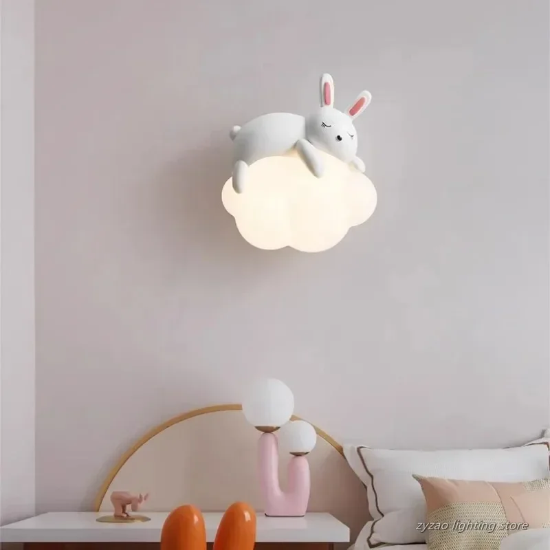 かわいい子供部屋用、ベッドサイドの壁掛けランプ。クマ、ウサギ - Baby Nursery Boy のレビューと価格