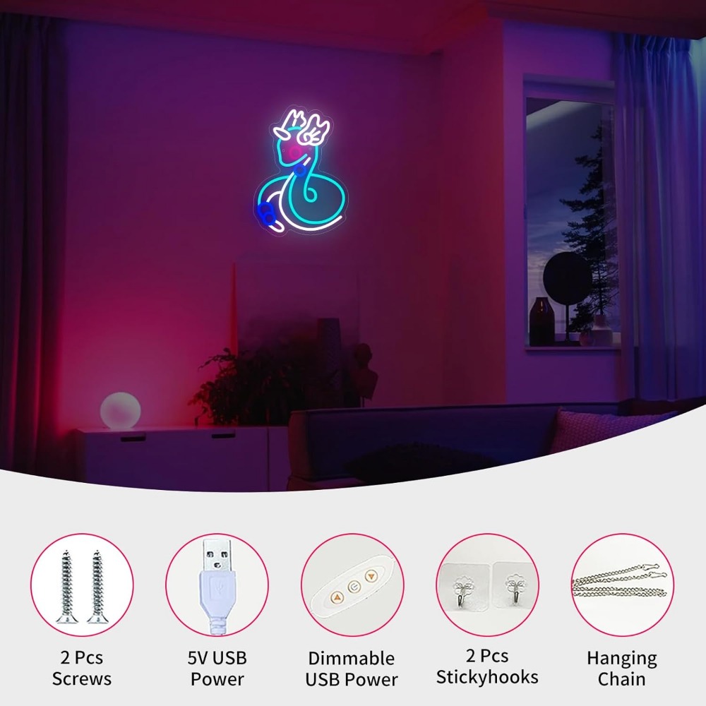 可愛い動物の形をしたLEDネオンライト、壁掛け調光可能ネオン - Baby Nursery Decor Girl のレビューと価格