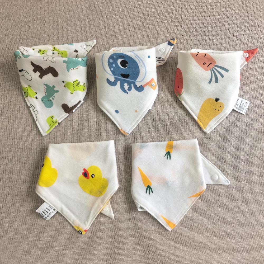 ベビービブ 100％コットン製、よだれかけ、授乳用ビブ 5枚 - Baby Nursery Boy のレビューと価格