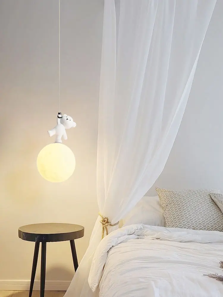 クマランプ漫画保育園ベッドサイドペンダント樹脂子供の寝室吊り - Baby Nursery Light Fixture のレビューと価格