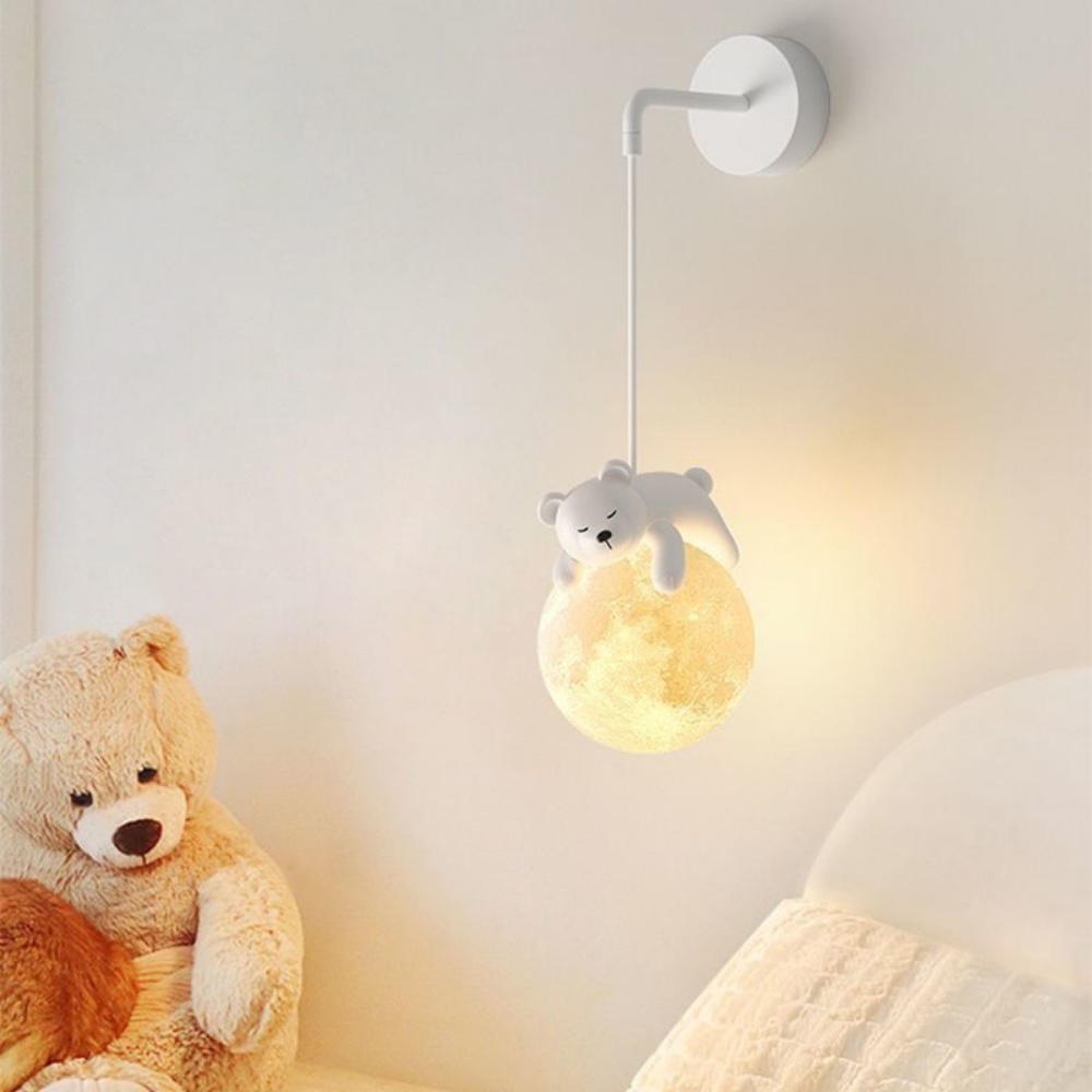 かわいい動物のウォールランプ 白ウサギ 白クマ 月型ウォール - Baby Nursery Decor Girl のレビューと価格