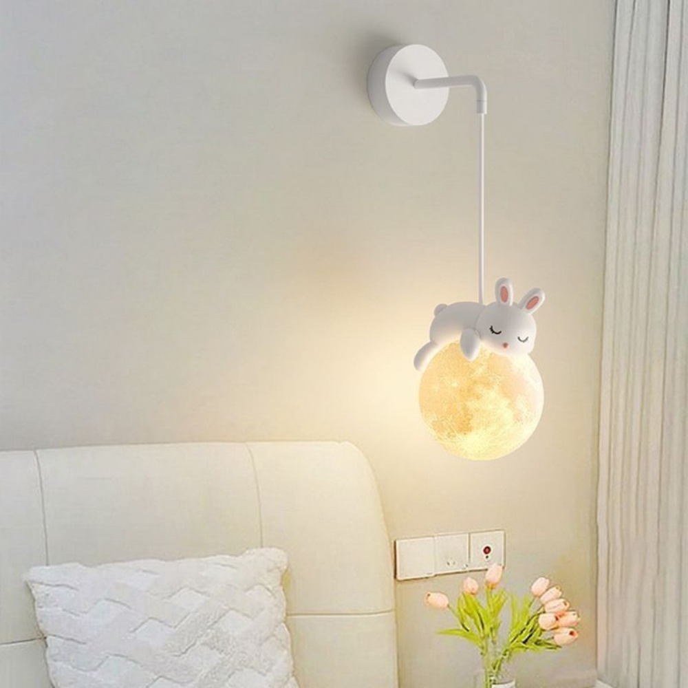 かわいい動物のウォールランプ 白ウサギ 白クマ 月型ウォール - Baby Nursery Decor Girl のレビューと価格